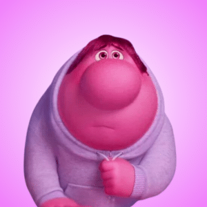 Embarrassment from Inside Out 2 against a pink background.
