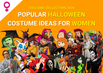 Popular Halloween costume ideas for women: collection of popular fictional characters including Woody, the Alien from Toy Story, Misty from Pokemon, Maleficent, and more.