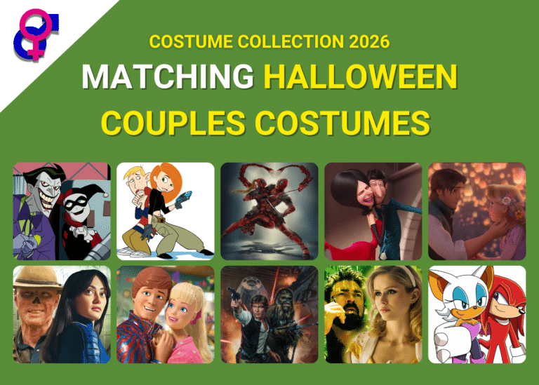 Matching Halloween Couple costume ideas. Showing various couple costume ideas such as Harley and the Joker, or Kim and Ron Stoppable